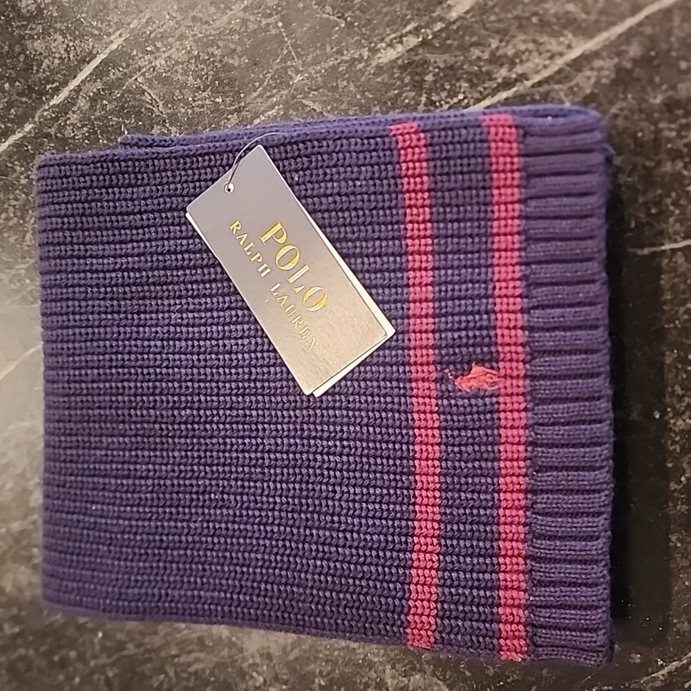 Polo Ralph Lauren Kids Navy And Maroon Knit Scarf NWT